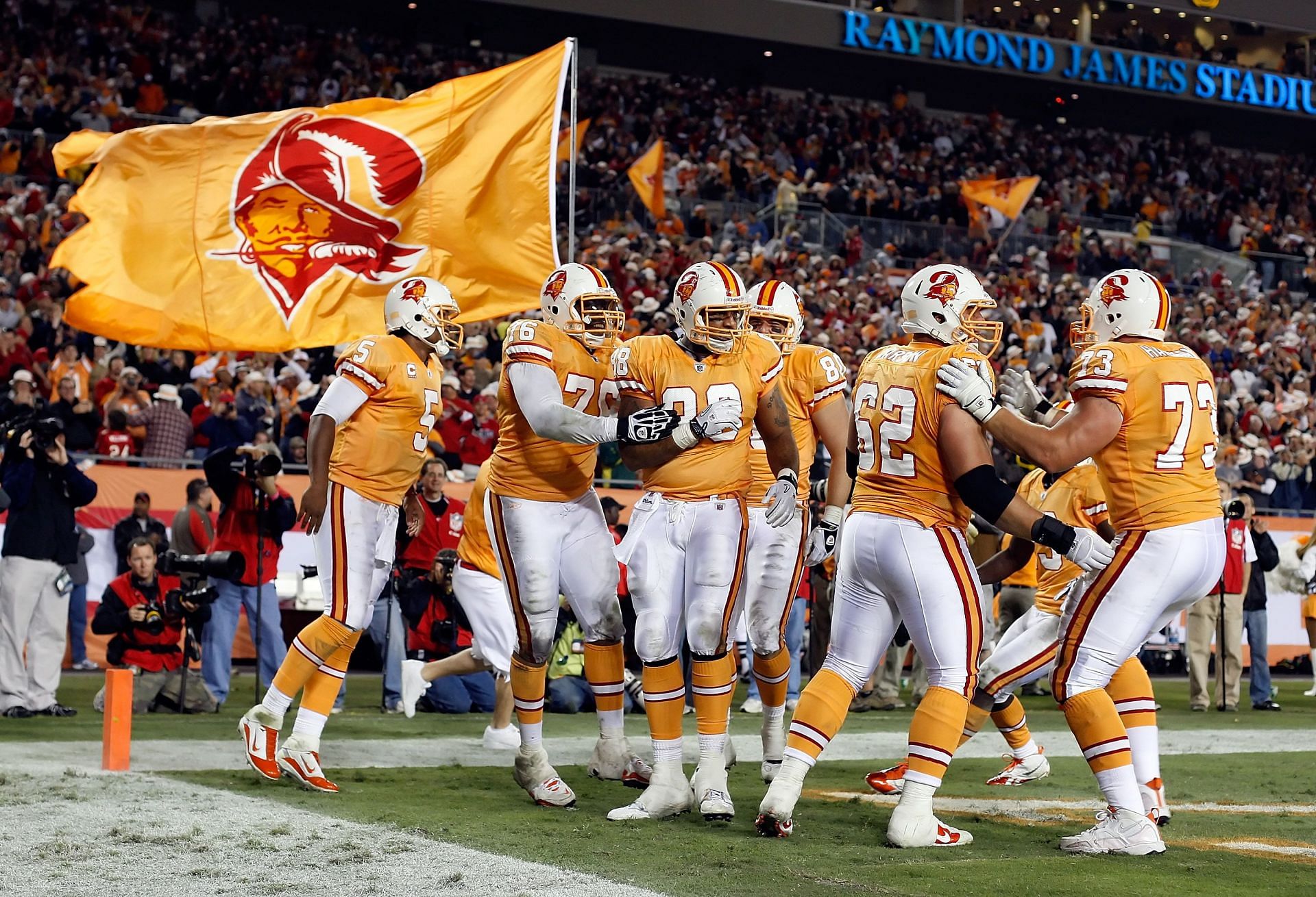 Tampa Bay went all out with the throwback aesthetic when they ran with it during the 2010s (Photo: Getty)